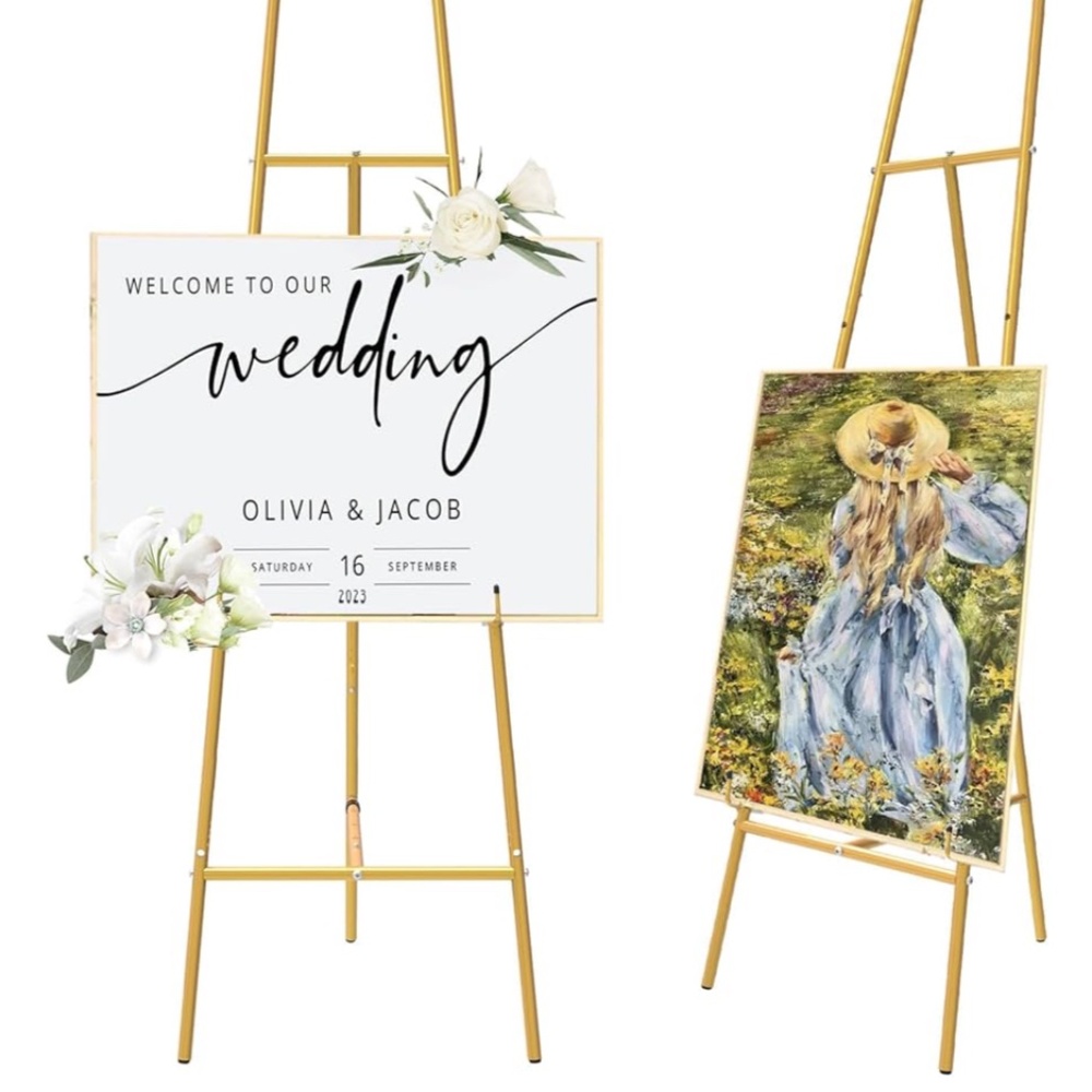Gold easel for event or artwork